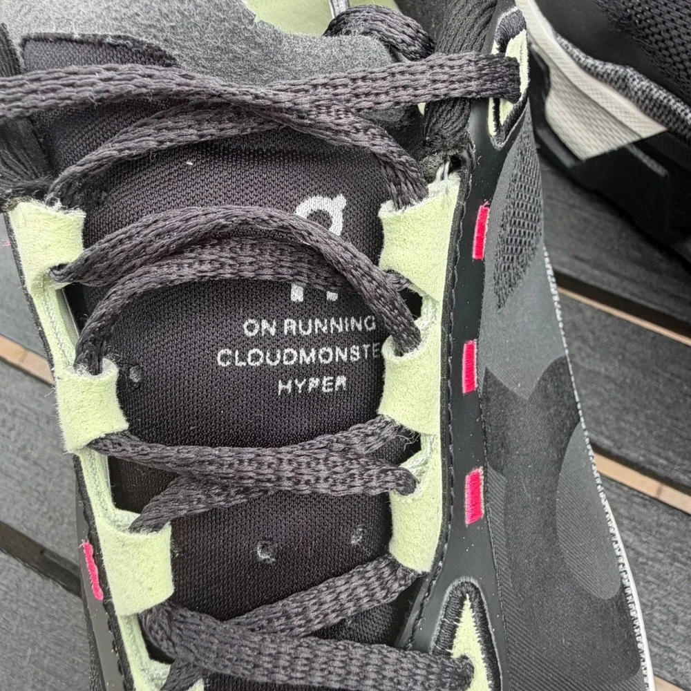 On Cloudmonster Hyper Black Mint  Women's Size 8 Sneakers Running Max Cushion - Picture 8 of 11